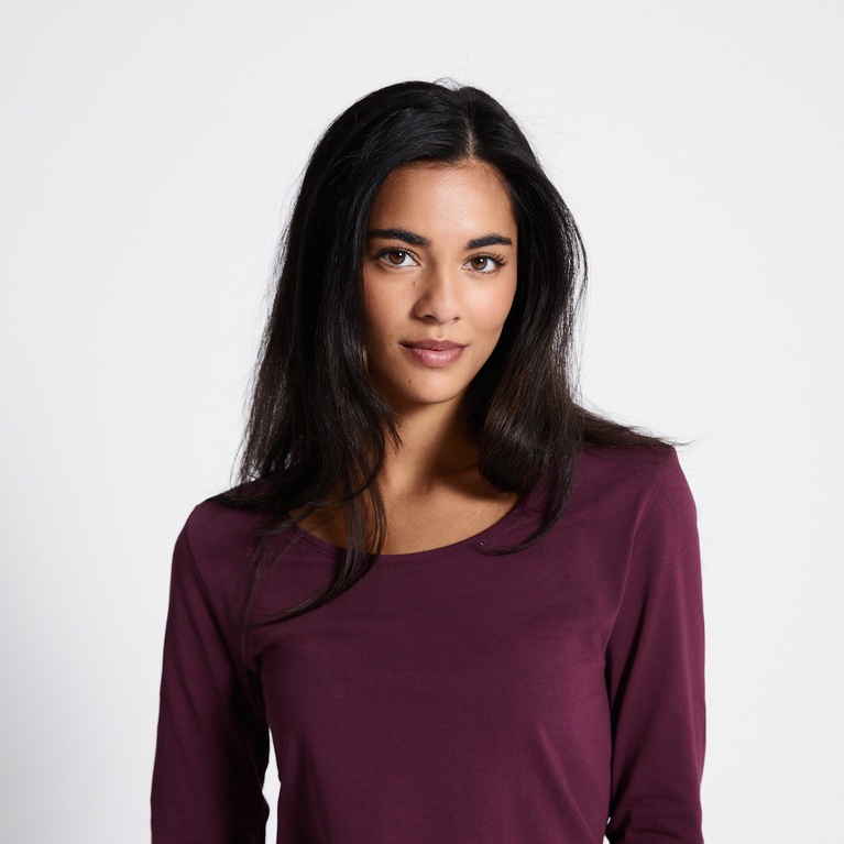 Basic long sleeve top "Fredrika" Plum